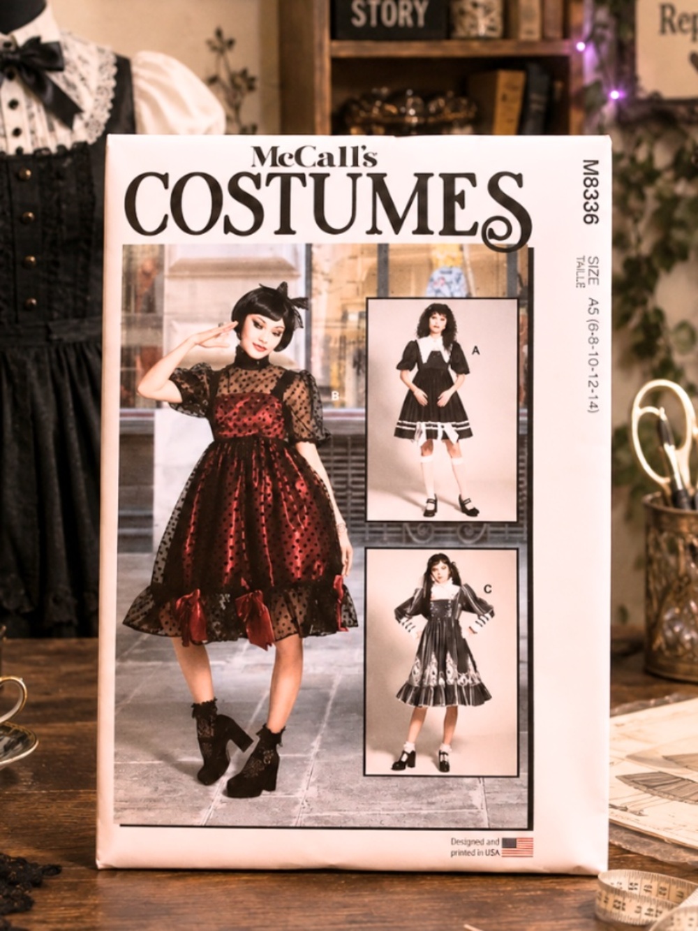 NEW McCalls M8336 Wednesday Lolita Fashion Dress Costume Sewing Pattern UNOPENED